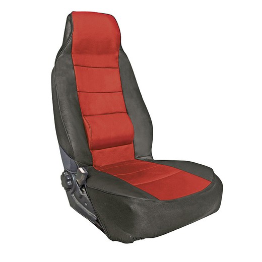 FUNDA ASIENTO ANATOMICA DRIVER POLIPIEL COLOR NEGRO / ROJO