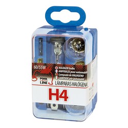 Ref.ant-464.H4 - ESTUCHE RESPUESTOS H4 12V : H4 / STOP AMBAR / PILOTO R5W / WEDGE W5W / 3 FUSIBLES