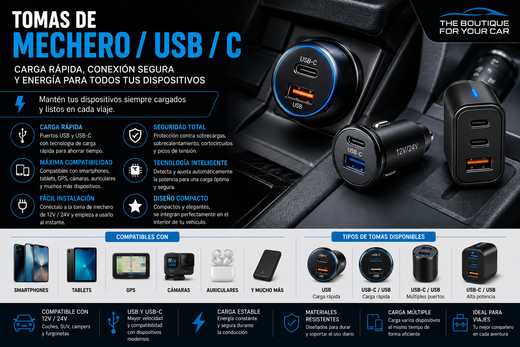 TOMAS DE MECHERO / USB / C