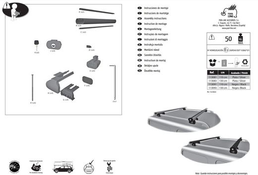 BARRAS EVO-TOUR ALUMINIO BLANCO MED. 110 CM ( 1 )