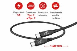 CABLE TELEFONIA REFORZADO COLOR NEGRO TIPO C A TIPO C 5 AMP (long.1metro) CARGA RAPIDA