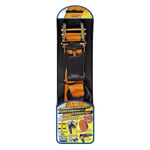 CORREA 1" + CARRACA + 2 GANCHOS LONG. 3m. NORMATIVA EN 12195-2:2000 ( 8 )