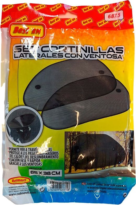 CORTINILLA LATERAL ANGULAR RM SUMMER MED. 65 X 38 cm. CON VENTOSAS ( 15 )