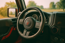 CUBREVOLANTE 100% PIEL "COWBOY" COLOR NEGRO HILO NEGRO MED. 38 - 39 ESPECIAL 4X4 / SUV