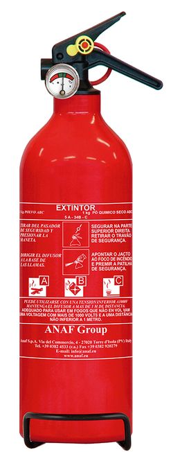 EXTINTOR EMERGENCIA 1 Kgr CON POLVO Y MANOMETRO CERTIFICADO SEGÚN NORMATIVA EN3