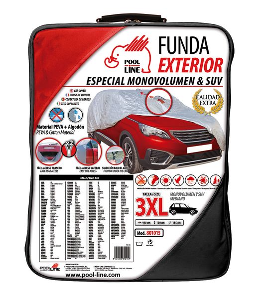 FUNDA EXTERIOR MONOVOLUMEN/SUV LUXURY TALLA 3XL (490X185X150CM)