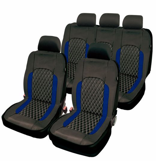 FUNDA INTERIOR 100% POLIPIEL "DYNAMIC" COLOR NEGRA / AZUL, UNIVERSAL