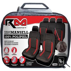 *FUNDA INTERIOR 100% POLIPIEL "MANSELL" COLOR NEGRA / ROJA, UNIVERSAL