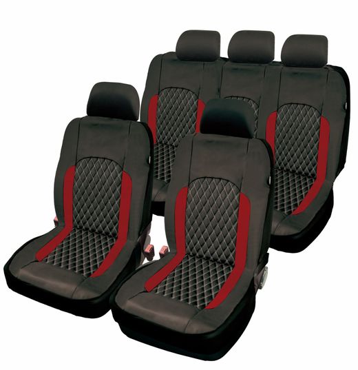 FUNDA INTERIOR 100% POLIPIEL "DYNAMIC" COLOR NEGRA / ROJA, UNIVERSAL