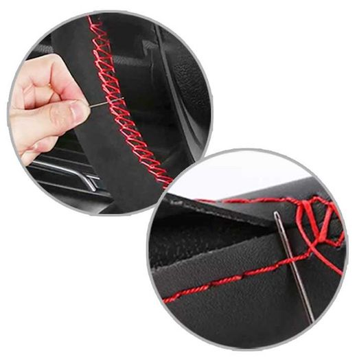 FUNDA VOLANTE "CUSTOM" PARA COSER COLOR NEGRA HILO ROJO