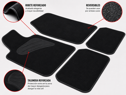 JGO. 4 ALFOMBRAS MOQUETA "PREMIUM" NEGRA MODELO REVERSIBLE