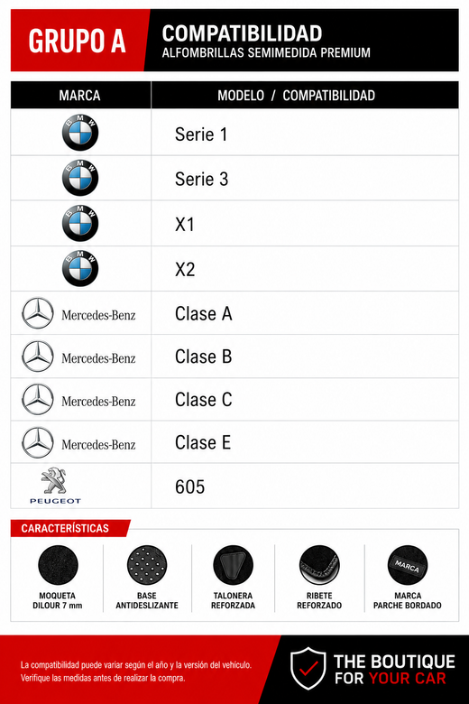 JGO. ALFOMBRAS MOQUETA "PREMIUM" NEGRA SEMIMEDIDA MODELO A