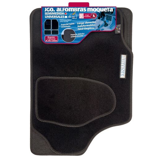 JGO. ALFOMBRAS MOQUETA "PREMIUM" NEGRA SEMIMEDIDA - RENAULT..