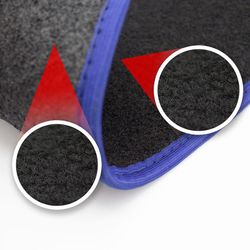 JGO. 4 ALFOMBRAS MOQUETA "PREMIUM" NEGRA TAL. GOMA RIBETE AZUL