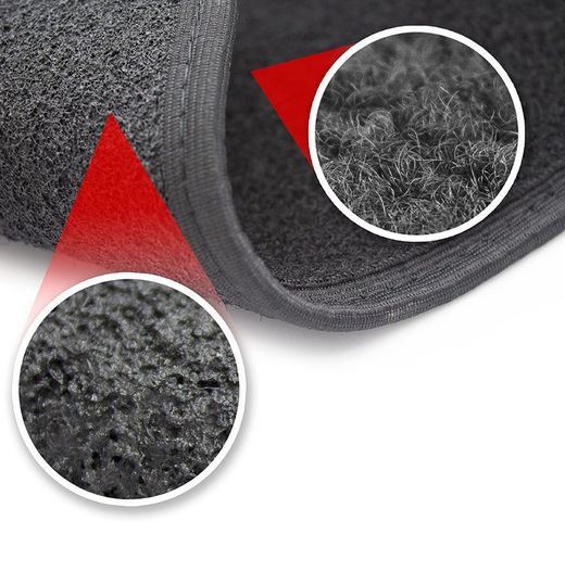 JGO. 4 ALFOMBRAS MOQUETA "PREMIUM" NEGRA TAL. GOMA RIBETE NEGRO