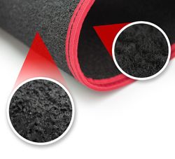 JGO. 4 ALFOMBRAS MOQUETA "PREMIUM" NEGRA TAL. GOMA RIBETE ROJO