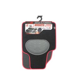 JGO. 4 ALFOMBRAS MOQUETA "PREMIUM" NEGRA TAL. GOMA RIBETE ROJO