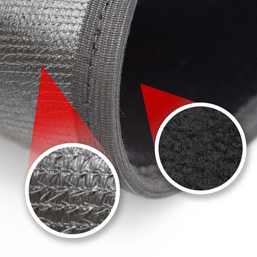 JGO.4  ALFOMBRAS MOQUETA "PRIVILEGE" NEGRA. RIBETE NEGRO