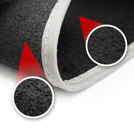 JGO. 4 ALFOMBRAS MOQUETA "SELECT" NEGRA TALONERA GOMA COLOR GRIS