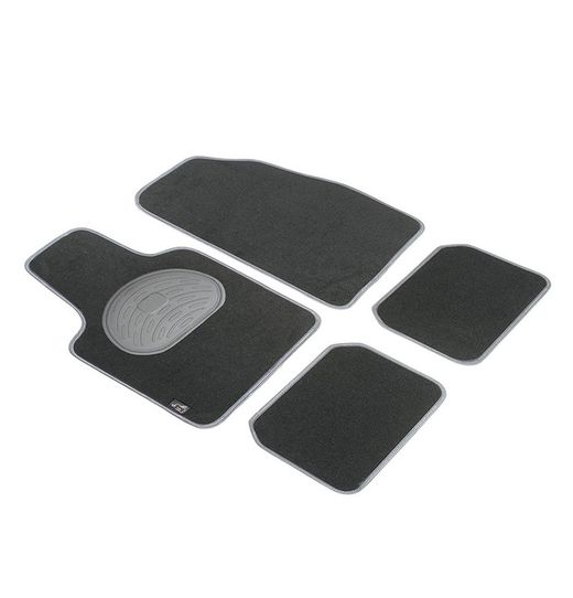 JGO. ALFOMBRAS MOQUETA "SELECT" NEGRA TALONERA GOMA COLOR GRIS