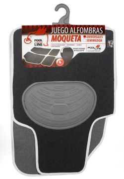 JGO. 4 ALFOMBRAS MOQUETA "SELECT" NEGRA TALONERA GOMA COLOR GRIS