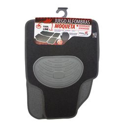 JGO. 4 ALFOMBRAS MOQUETA "SELECT" NEGRA TALONERA GOMA COLOR NEGRA