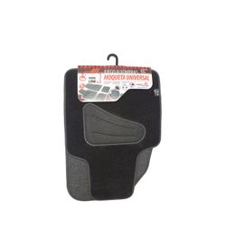 JGO. 4 ALFOMBRAS MOQUETA "SELECT" NEGRA TALONERA TERMOSELLADA RIBETE NEGRO