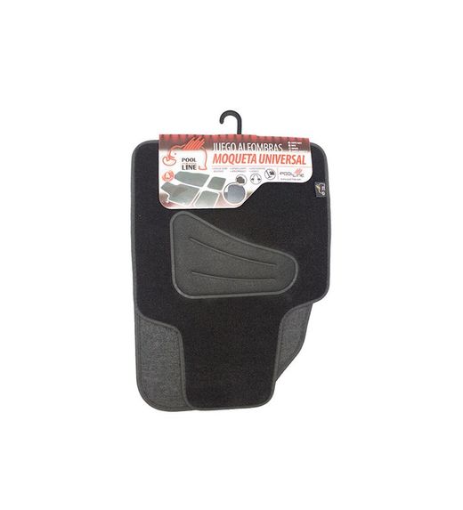 JGO. 4 ALFOMBRAS MOQUETA "SELECT" NEGRA TALONERA TERMOSELLADA RIBETE NEGRO