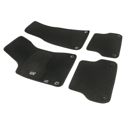 JGO. ALFOMBRAS PREMIUM NEGRA MOD.  SEAT EXEO (09-) con fijación específica botón