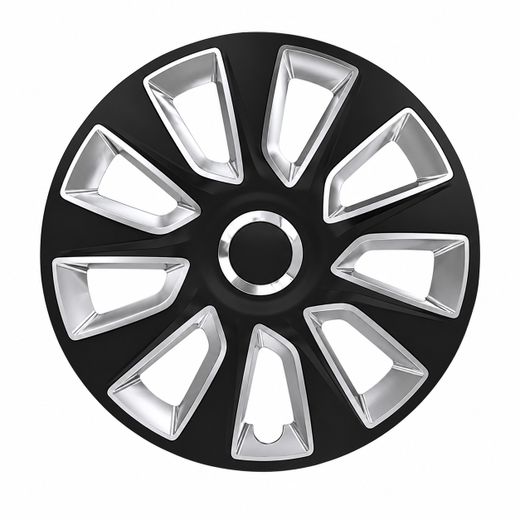 JGO. STRATOS RC BS 15" TAMPAS DE RODA COR PRETA E PRATA EMBALAGEM DA CAIXA