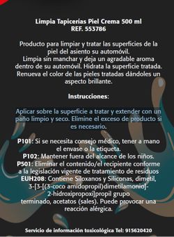 LIMPIA TAPICERIAS PIEL CREMA 500ML