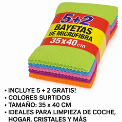 PACK 5 + 2 GAMUZAS MICROFIBRAS AUTOMOVIL MED. 35X40cm ( 49 )
