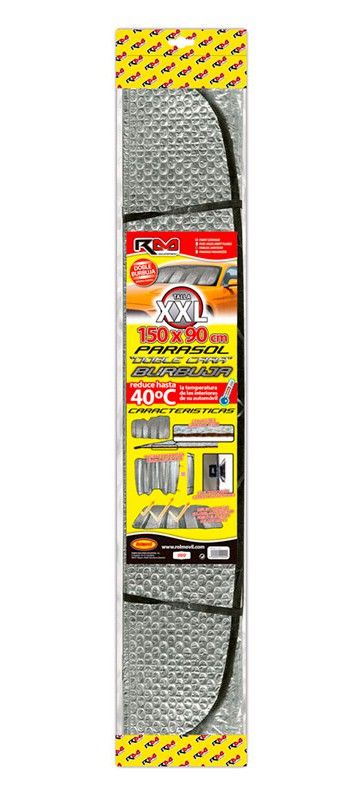 PARASOL ALUMINIZADO DOBLE BURBUJA RM SUMMER "TOP" XXL MED. 150 X 90 cm. CON VENTOSAS ( 30 )
