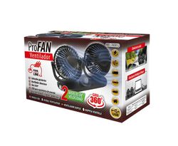 VENTILADOR DOBLE CON AJUSTE VELOCIDAD Y CARGO CON USB 12V