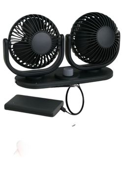 VENTILADOR DOBLE CON AJUSTE VELOCIDAD Y CARGO CON USB 12V
